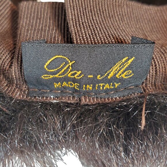 Da-Me Women's Brown Wool Hat w/ Faux Fur Trim. Made in Italy. 23" - Picture 8 of 10